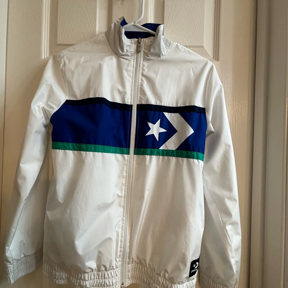 Boys Large White Retro Jacket